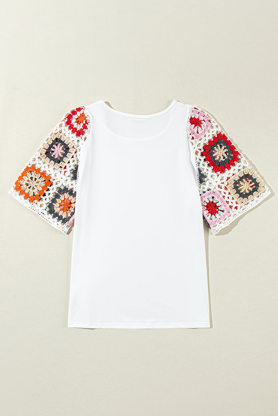 Bella Love Boutique California LLC Tops/Tops & Tees White Floral Crochet Short Sleeve Top