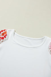 Bella Love Boutique California LLC Tops/Tops & Tees White Floral Crochet Short Sleeve Top