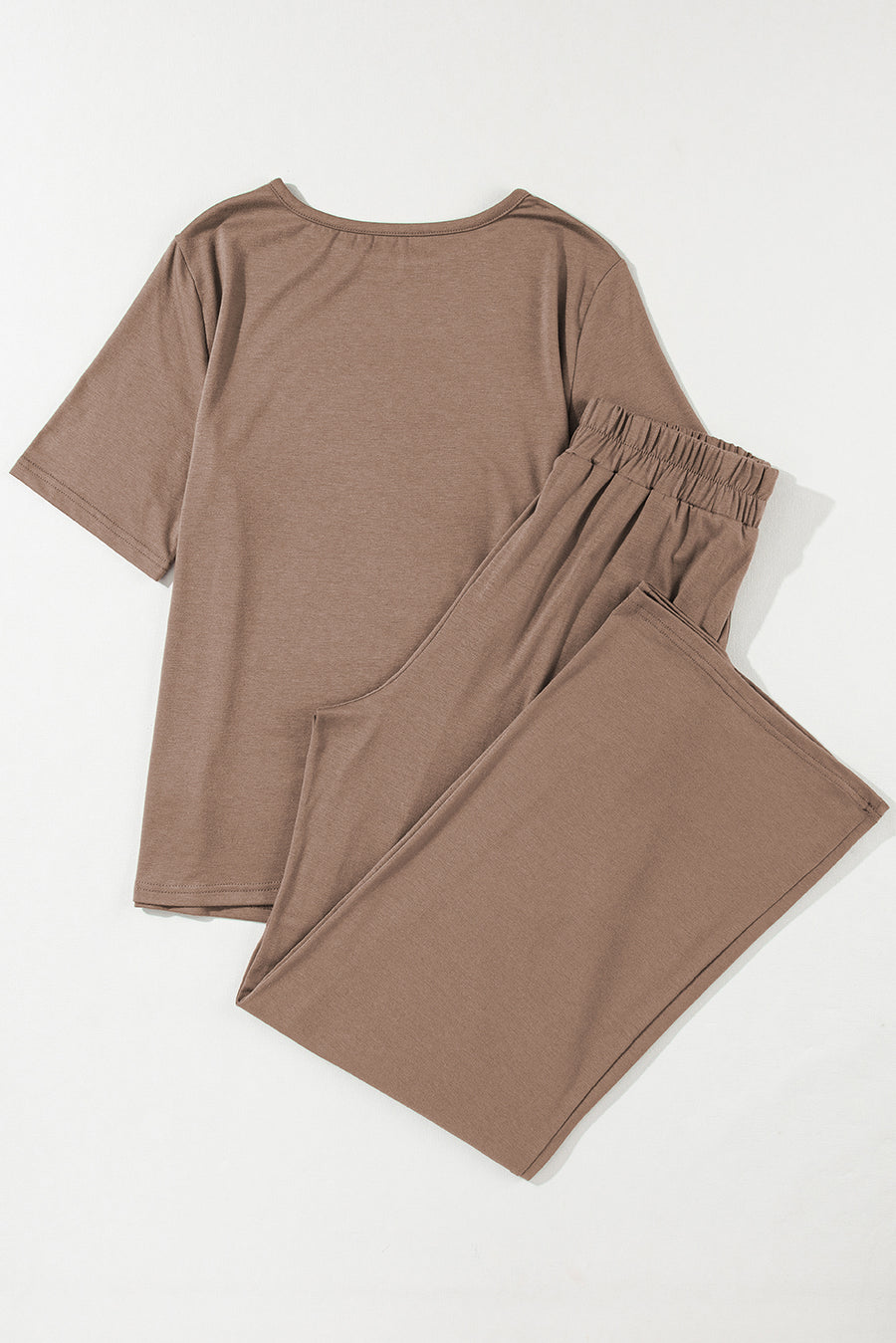 Bella Love Boutique California LLC Two Piece Sets/Pant Sets Smoke Gray Solid Color T Shirt 2pcs Wide Leg Pants Set