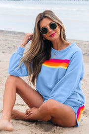 Bella Love Boutique California LLC Two Piece Sets/Short Sets Bonbon Striped Accent Pullover and Shorts Two Piece Casual Set