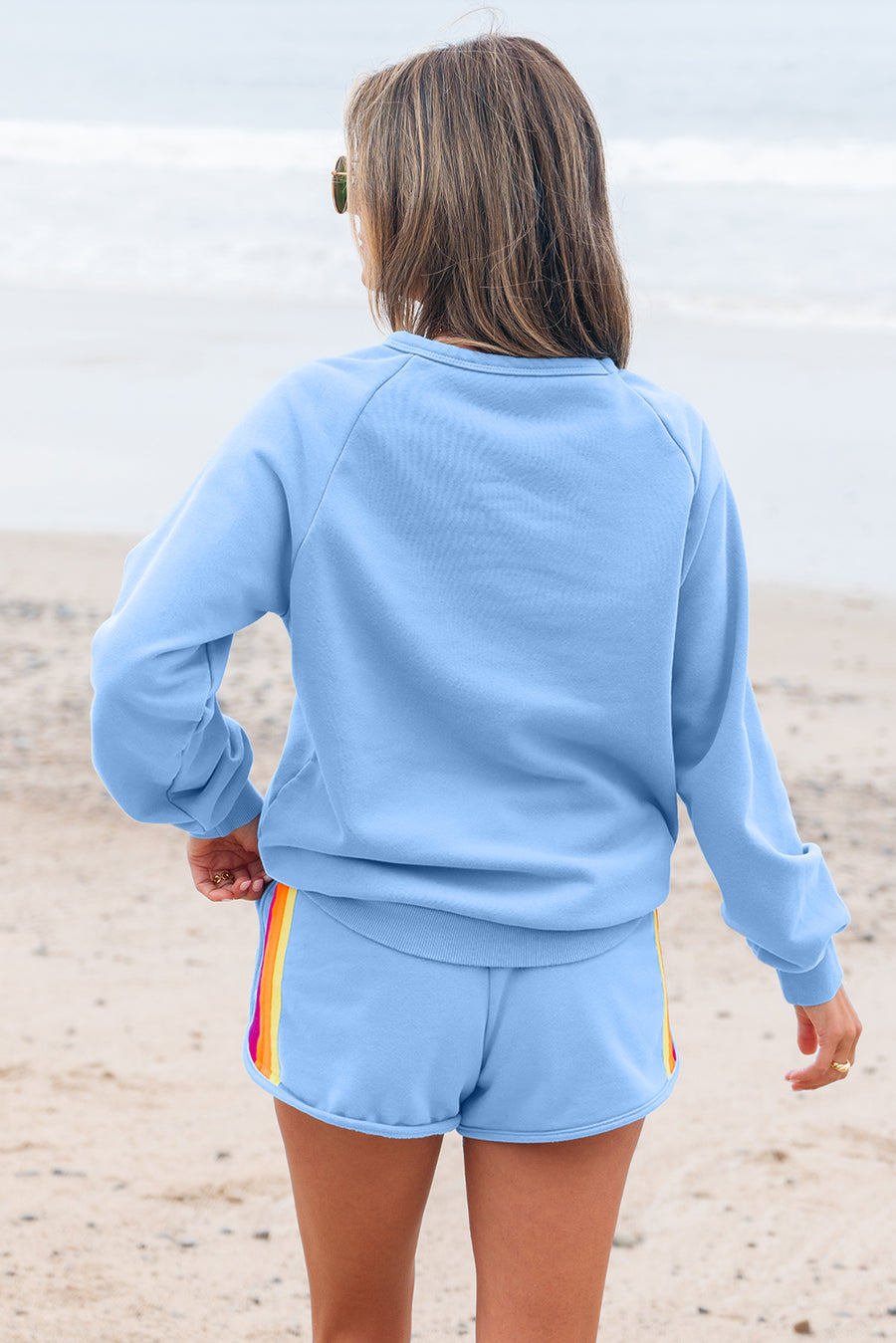 Bella Love Boutique California LLC Two Piece Sets/Short Sets Bonbon Striped Accent Pullover and Shorts Two Piece Casual Set