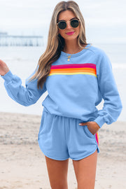 Bella Love Boutique California LLC Two Piece Sets/Short Sets Bonbon Striped Accent Pullover and Shorts Two Piece Casual Set