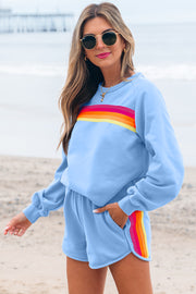 Bella Love Boutique California LLC Two Piece Sets/Short Sets Bonbon Striped Accent Pullover and Shorts Two Piece Casual Set