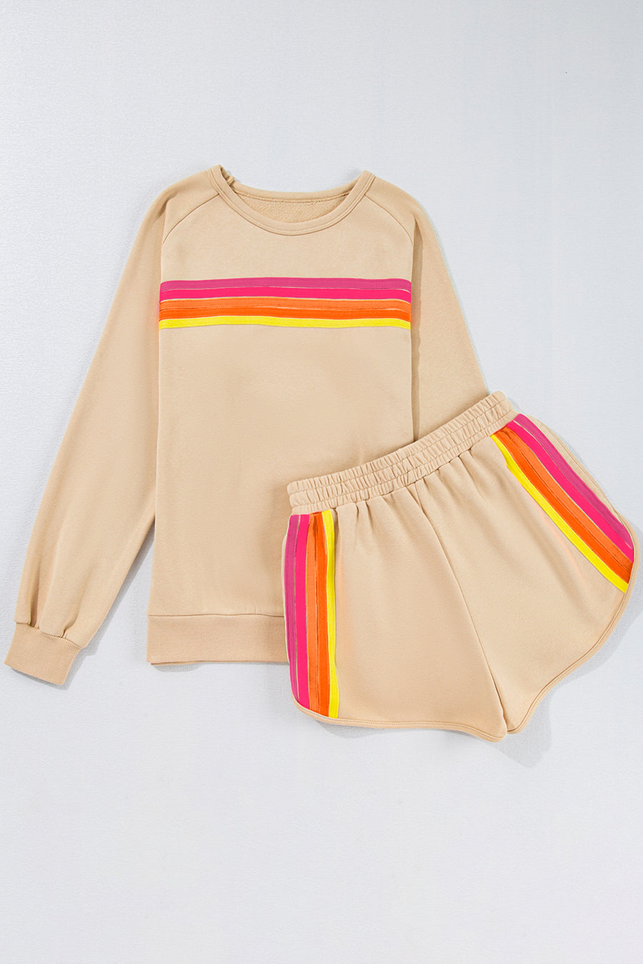 Bella Love Boutique California LLC Two Piece Sets/Short Sets Bonbon Striped Accent Pullover and Shorts Two Piece Casual Set