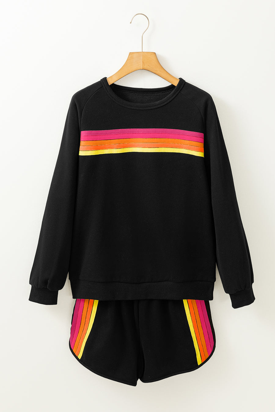 Bella Love Boutique California LLC Two Piece Sets/Short Sets Bonbon Striped Accent Pullover and Shorts Two Piece Casual Set