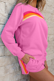 Bella Love Boutique California LLC Two Piece Sets/Short Sets Bonbon Striped Accent Pullover and Shorts Two Piece Casual Set