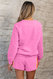 Bella Love Boutique California LLC Two Piece Sets/Short Sets Bonbon Striped Accent Pullover and Shorts Two Piece Casual Set