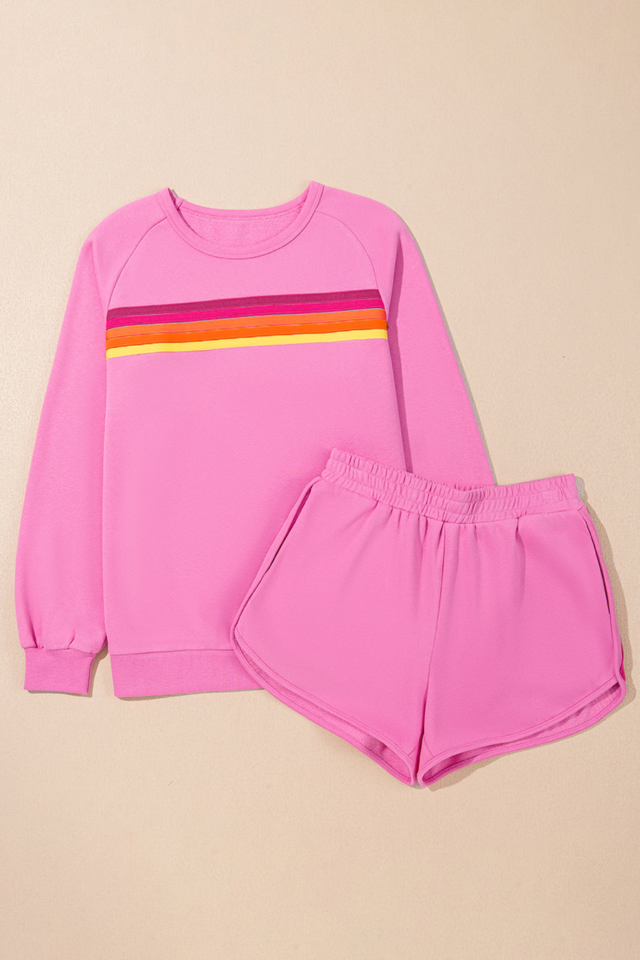 Bella Love Boutique California LLC Two Piece Sets/Short Sets Bonbon Striped Accent Pullover and Shorts Two Piece Casual Set