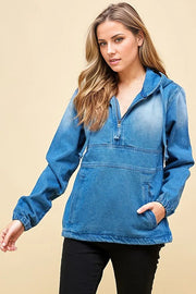 Women Denim Jean Jacket with Hood