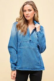 Women Denim Jean Jacket with Hood