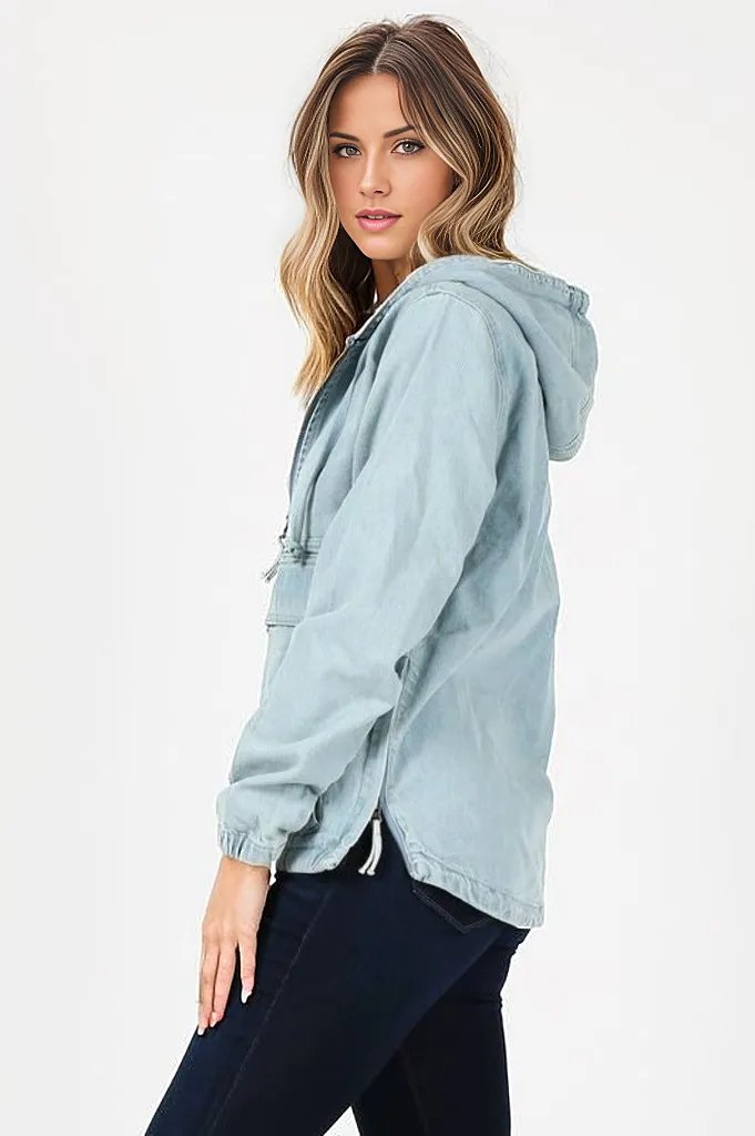 Women Denim Jean Jacket with Hood