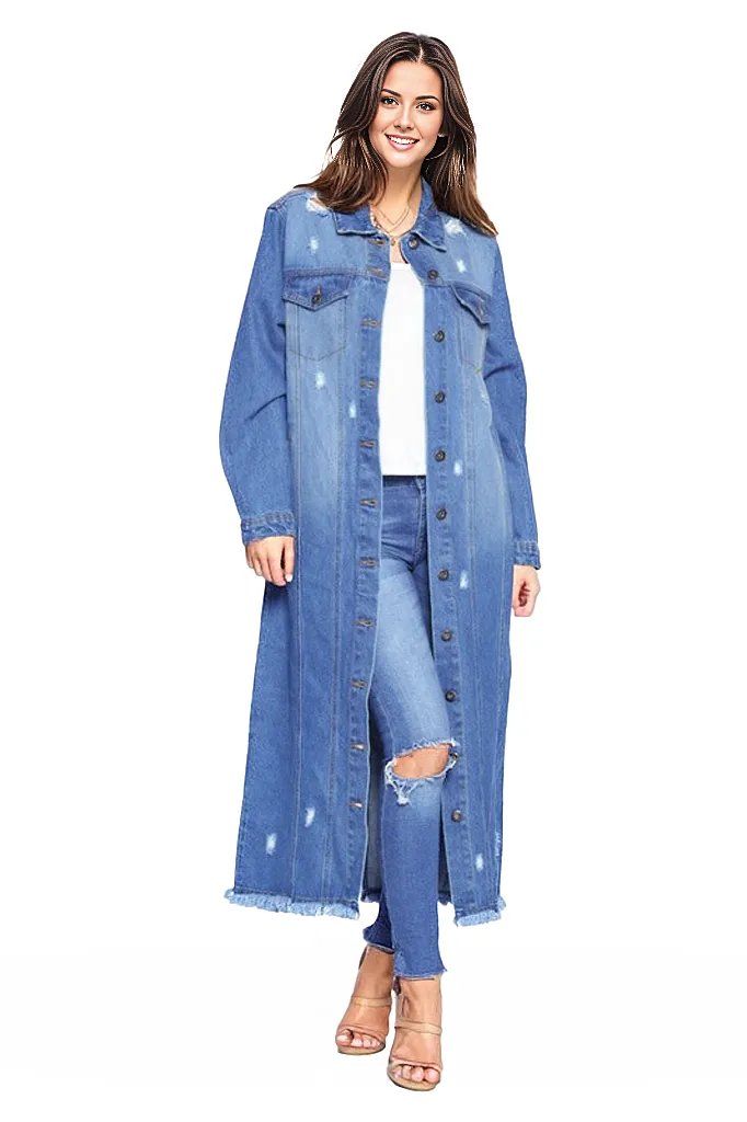 Blue Age DENIM LONG JACKETS DISTRESSED WASHED