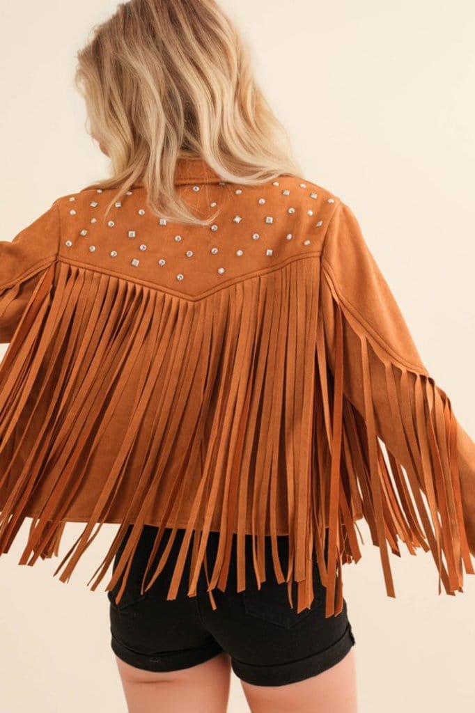 Studded Fringe Open Western Jacket