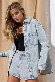 Blue B Coats & Jackets Sparkle Stone Stripe Denim Jacket