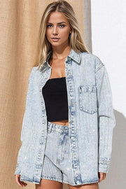 Sparkle Stone Stripe Denim Jacket