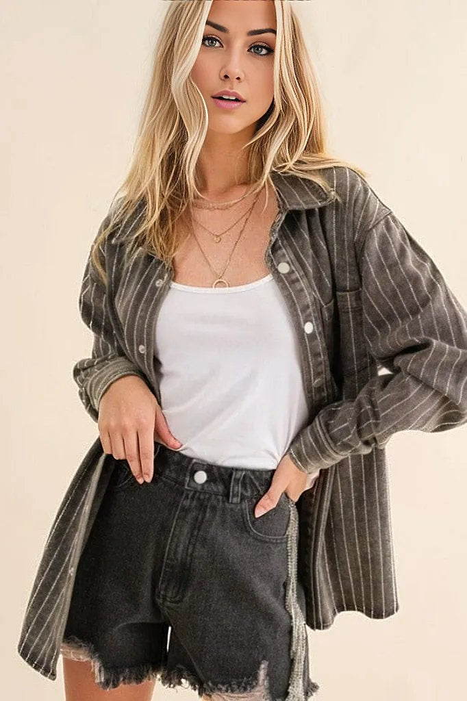 Sparkle Stone Stripe Denim Jacket