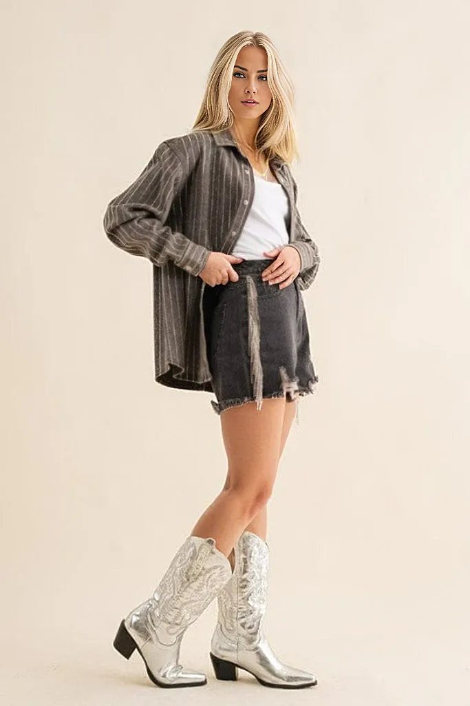 Sparkle Stone Stripe Denim Jacket