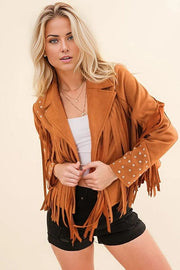 Studded Fringe Open Western Jacket