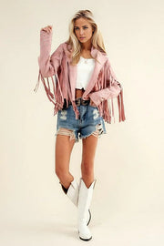 Studded Fringe Open Western Jacket