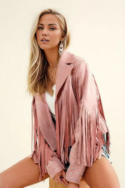 Studded Fringe Open Western Jacket