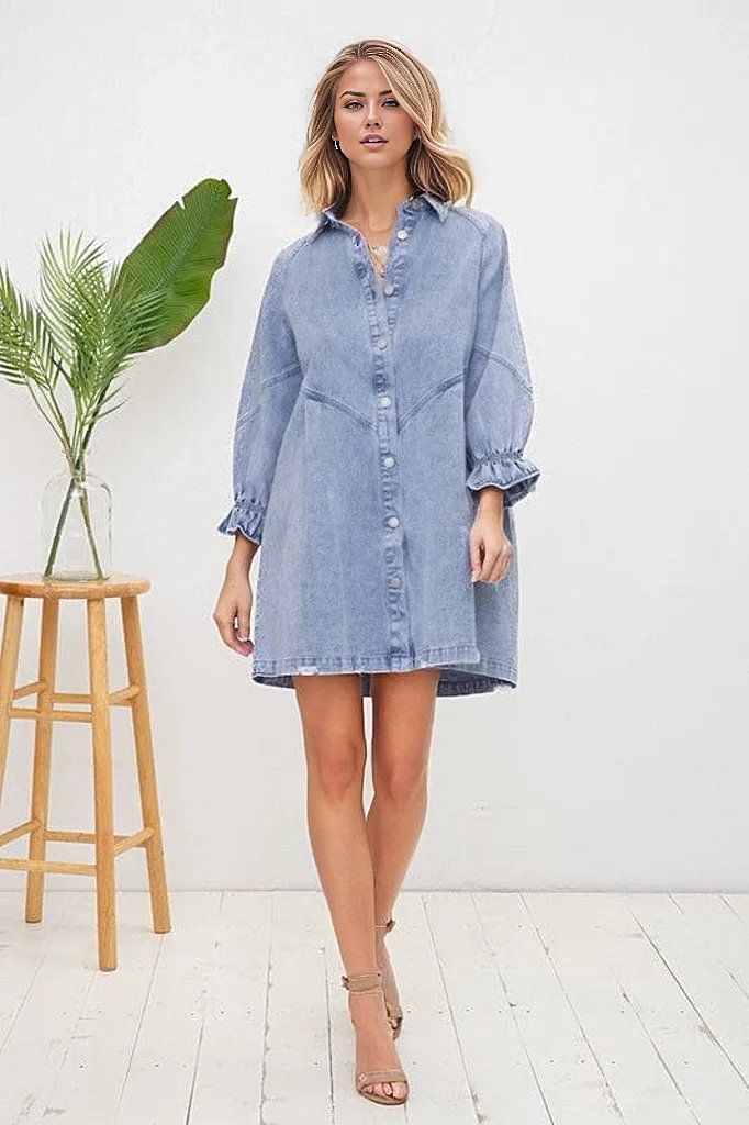 Blue B Dresses Washed Denim Dress