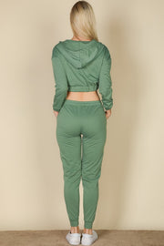 Capella Cropped Cami with Zip-up Jacket and Joggers Set