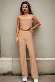 Strapless Corset Top & Flare Pants Set