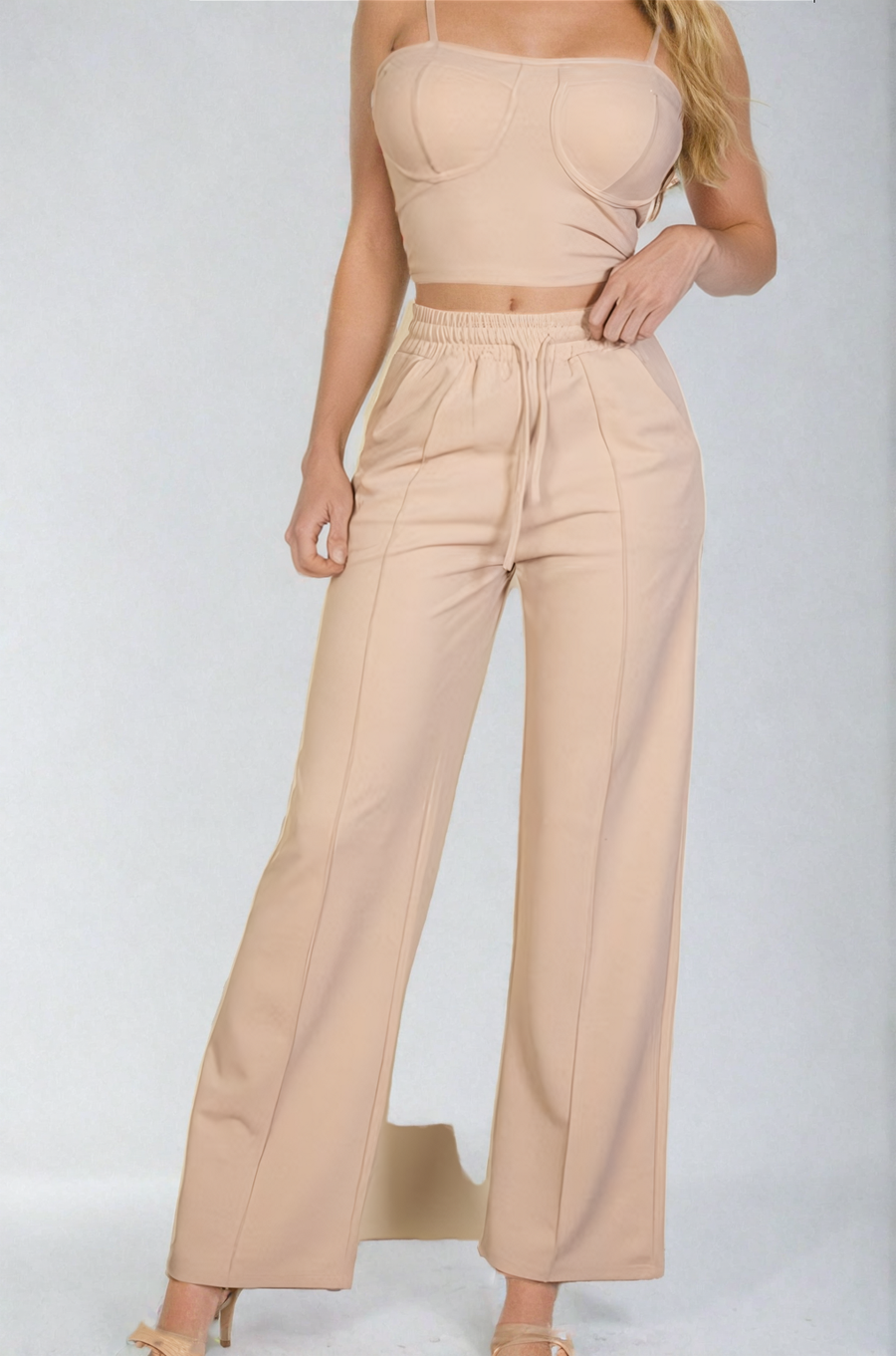 Bustier Cami Top & Slant Straight Pants