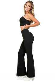 Bustier Crop Top & Front Slit Wide Leg Pants