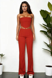 Strapless Corset Top & Flare Pants Set