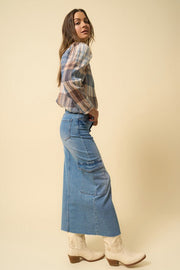 Denim Lab USA SUPER MAXI CARGO SKIRT