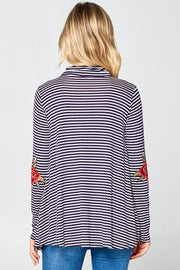 e Luna STRIPE JERSEY TURTLE NECK CASUAL TOP