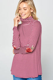 e Luna STRIPE JERSEY TURTLE NECK CASUAL TOP