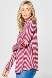 e Luna STRIPE JERSEY TURTLE NECK CASUAL TOP