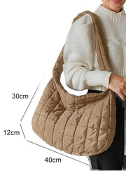 Beige Quilted Zipper Large Jennie  Shoulder Bag