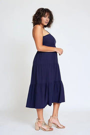 One Shoulder Ruffle Midi Dress