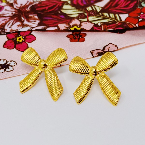 Ellison and Young Earrings Gold / OS Cabled Bow Stud Earrings