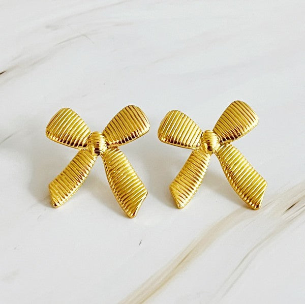 Ellison and Young Earrings Gold / OS Cabled Bow Stud Earrings