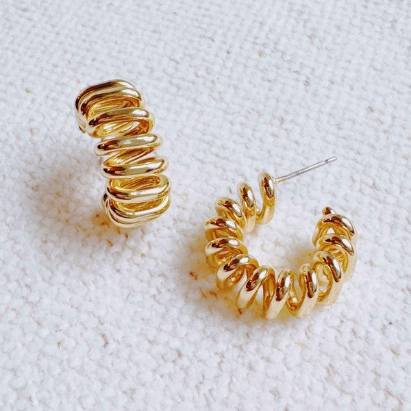 Ellison and Young Gold / OS Curly Cord Hoop Earrings