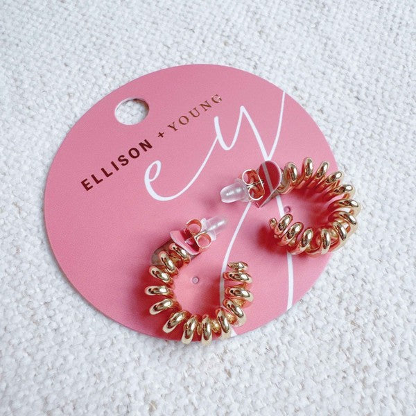 Ellison and Young Gold / OS Curly Cord Hoop Earrings