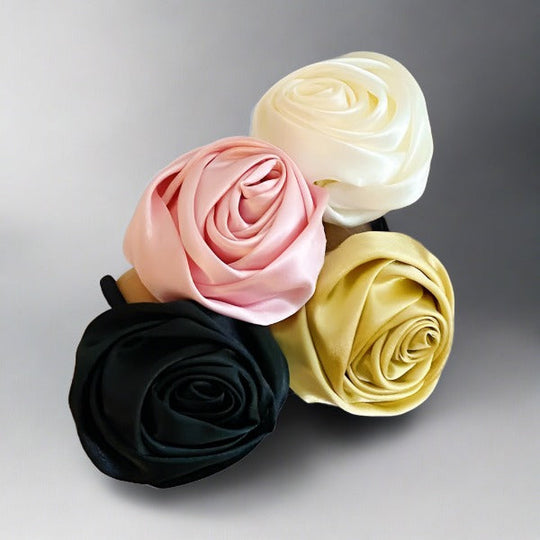 Ellison and Young Hair Accessories neutral colors / OS Hand Picked Satin Rose Hair Tie Set of 4