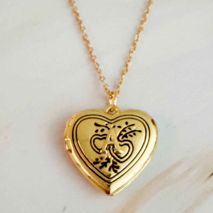 Ellison and Young Necklaces A / OS Nostalgic Heart Initial Open Locket Necklace