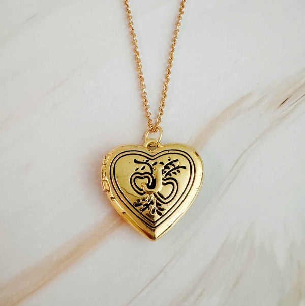 Ellison and Young Necklaces J / OS Nostalgic Heart Initial Open Locket Necklace