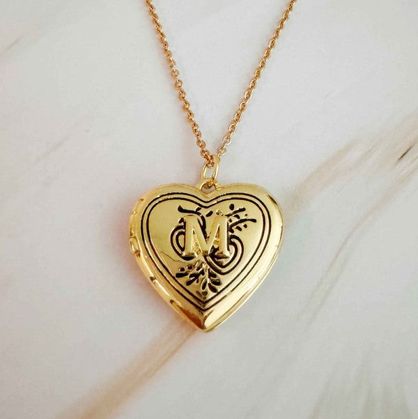 Ellison and Young Necklaces M / OS Nostalgic Heart Initial Open Locket Necklace