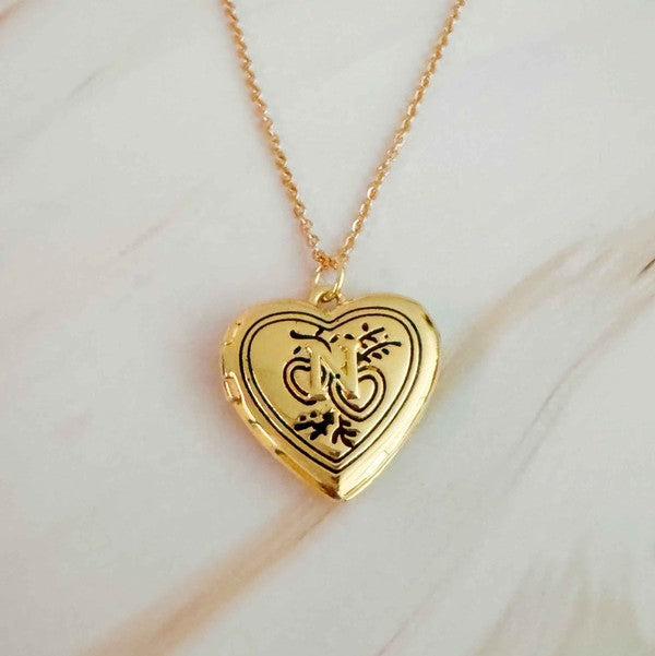 Ellison and Young Necklaces N / OS Nostalgic Heart Initial Open Locket Necklace