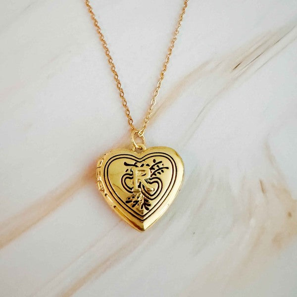 Ellison and Young Necklaces R / OS Nostalgic Heart Initial Open Locket Necklace