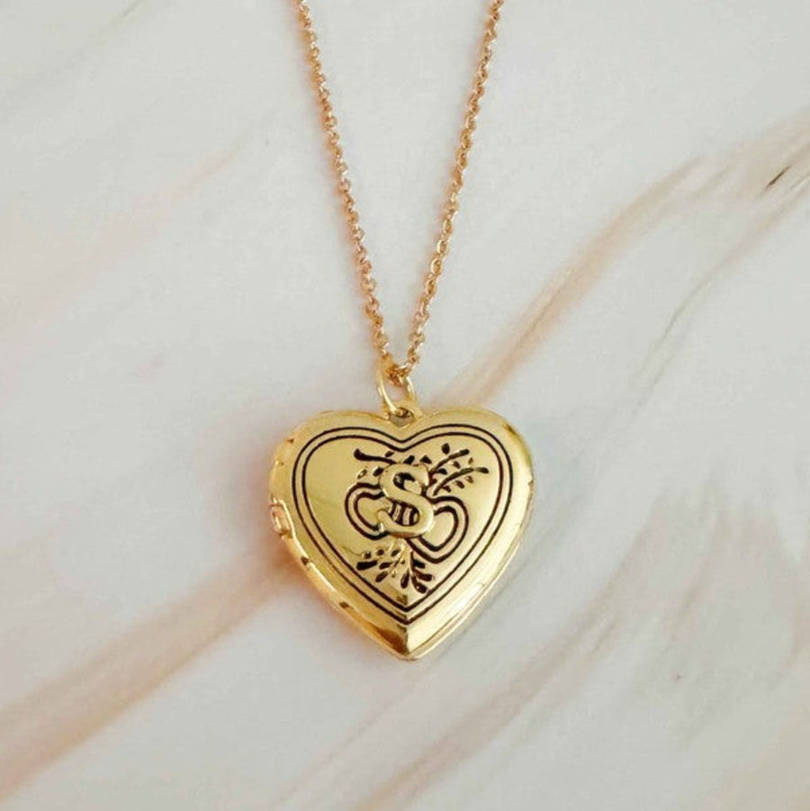 Ellison and Young Necklaces S / OS Nostalgic Heart Initial Open Locket Necklace