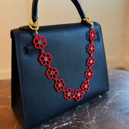 Ellison and Young Red / OS Beaded Flower Bag Charm