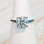 Ellison and Young Silver / OS Paved Halo Solitaire Moissanite Ring