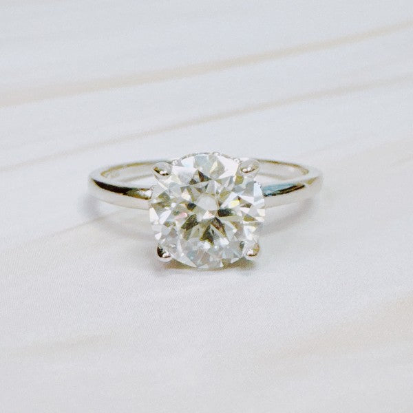 Ellison and Young Silver / OS Paved Halo Solitaire Moissanite Ring